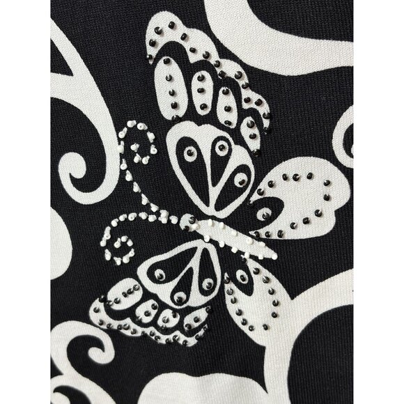 Alfred Dunner Black White Butterfly Blouse Size Large - Picture 2 of 3